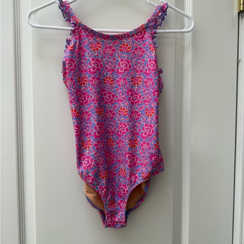 Crewcuts Girls Size 12 pink Floral One Piece Swimsuit Periwinkle
